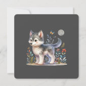 Lunar Baby Wolf - Enchanting Greeting Card (Voorkant)