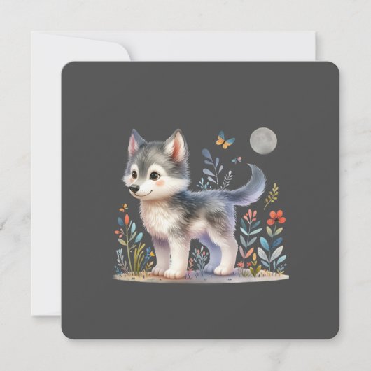 Lunar Baby Wolf - Enchanting Greeting Card (Voorkant)