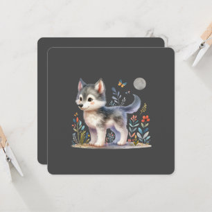 Lunar Baby Wolf - Enchanting Greeting Card