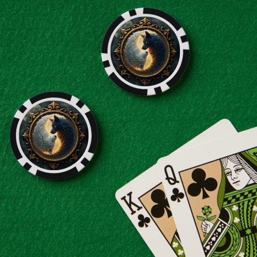 Lunar Balance – Where Shadows Embrace the Light.  Poker Chips (Pokertafel (Dubbel))