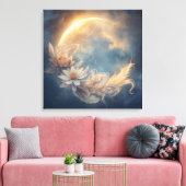 Lunar Bloom Mandala Boho Wall Art Canvas Afdruk (Insitu (Woonkamer))