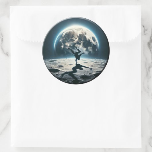 Lunar Breakdance - Straatstijl in de ruimte Ronde Sticker (Tas)