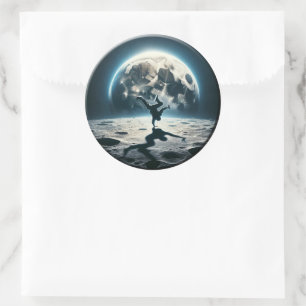 Lunar Breakdance - Straatstijl in de ruimte Ronde Sticker