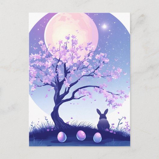 Lunar Bunny Night Feestdagenkaart (Voorkant)