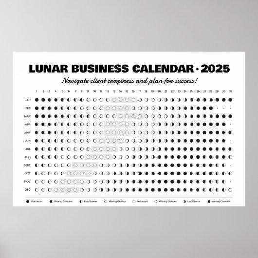 Lunar Business Calendar Volle maan Affectie Poster (Voorkant)