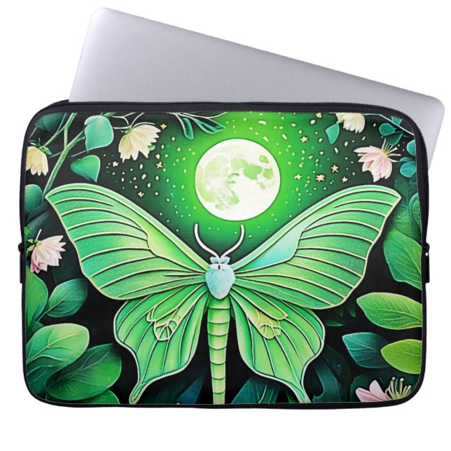 Lunar Butterfly Bloom Design Laptop Sleeve (Voorkant)