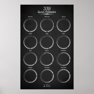 Lunar Calendar 2018 Black Poster