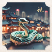 Lunar Chinees Nieuwjaar Snake 2025 Verjaardag PC Kartonnen Onderzetters (Voorkant)