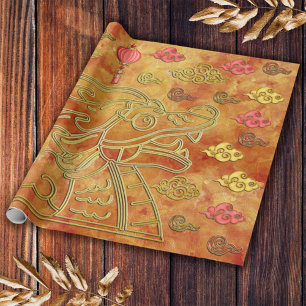 Lunar Chinees Rood Goud Nieuw Jaar van de Draak 20 Cadeaupapier