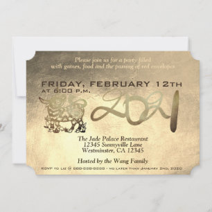 Lunar Chinese Metal Ox Nieuwjaar 2021 uitnodiging