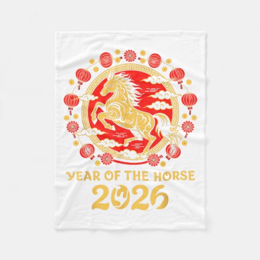 Lunar Chinese New Year 2026 Year Of The Horse Zodi Fleece Deken (Voorkant)