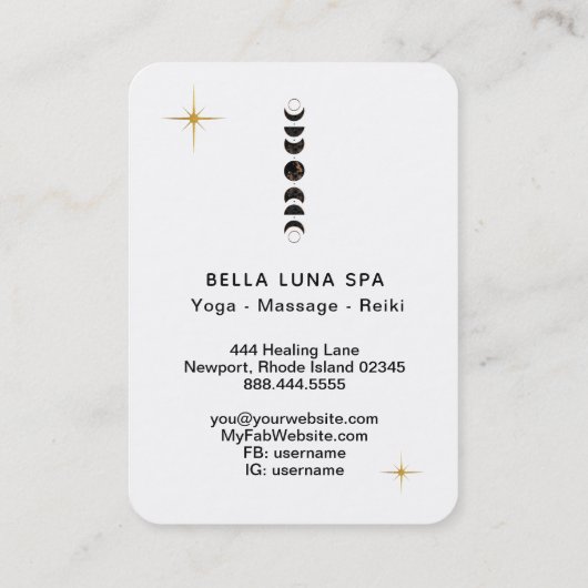 *~* Lunar. Cosmic Moon Phases Universe Shaman Bus Visitekaartje (Achterkant)