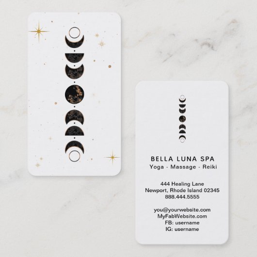 *~* Lunar Cosmic Moon Phases . Universe Shaman Visitekaartje (Voorkant / Achterkant)