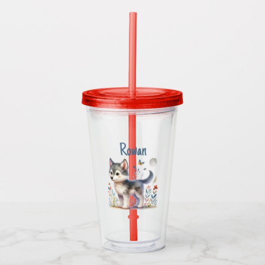 Lunar Cub - Baby Wolf Tumbler Acryl Drinkbeker (Voorkant)