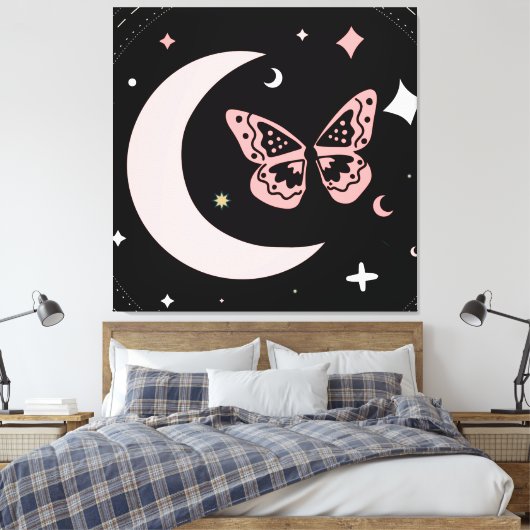 Lunar Dreams & Butterfly Nights Canvas Afdruk (Insitu (Slaapkamer))
