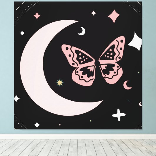Lunar Dreams & Butterfly Nights Canvas Afdruk (Insitu (Houten vloer))