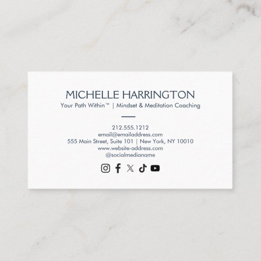 Lunar Echo Blue Volle Maan Schrijver, Life Coach Visitekaartje (Achterkant)