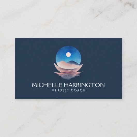 Lunar Echo Blue Volle Maan Schrijver, Life Coach Visitekaartje (Voorkant)