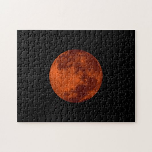 Lunar eclipse bloedmaan rood op zwarte achtergrond legpuzzel (Horizontaal)