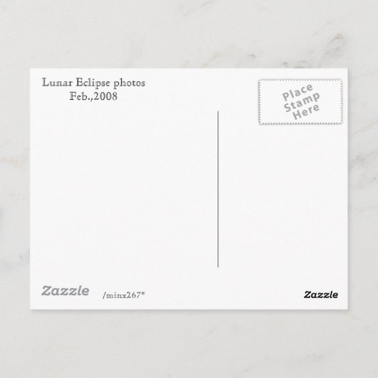 Lunar Eclipse Briefkaart (Achterkant)