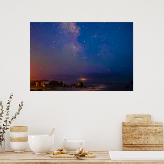 Lunar Eclipse & Milky Way | Bandon Beach, Oregon Poster (Keuken)