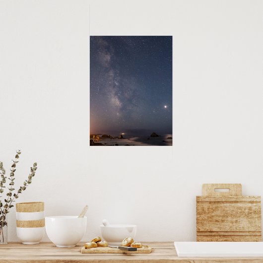 Lunar Eclipse & Milky Way | Bandon Beach Oregon Poster (Keuken)