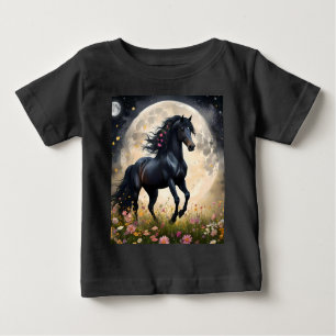 Lunar Elegance: Black Fantasy Paard met Maan