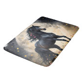 Lunar Elegance: Black Fantasy Paard met Maan Badmat (Gekanteld)