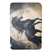 Lunar Elegance: Black Fantasy Paard met Maan Badmat (Voorkant Verticaal)