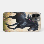 Lunar Elegance: Black Fantasy Paard met Maan Case-Mate iPhone Case (Achterkant (horizontaal))
