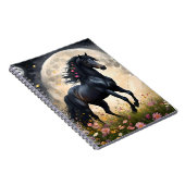 Lunar Elegance: Black Fantasy Paard met Maan Notitieboek (Rechterzijde)