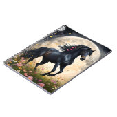 Lunar Elegance: Black Fantasy Paard met Maan Notitieboek (Linkerzijde)