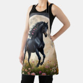 Lunar Elegance: Black Fantasy Paard met Maan Schort (Insitu)