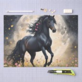 Lunar Elegance: Black Fantasy Paard met Maan Tissuepapier (Craft)