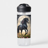 Lunar Elegance: Black Fantasy Paard met Maan