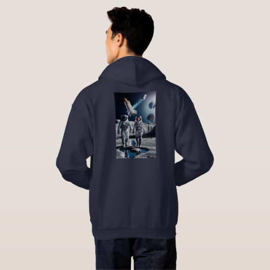 Lunar Expedition Crew Mannen Basic Hooded Hoodie (Achterkant volledig)