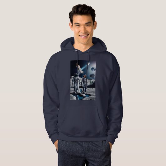 Lunar Expedition Crew Mannen Basic Hooded Hoodie (Voorkant volledig)