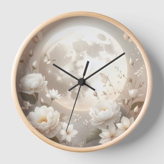 Lunar Floral Timepiece: Ethereal White Peonies & B (Voorkant)