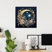Lunar Garden Wreath Poster (Thuiskantoor)