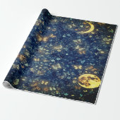 Lunar Glow Celestial Moon Cadeaupapier (Uitgerold)