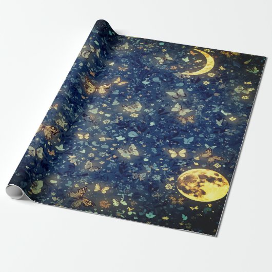 Lunar Glow Celestial Moon Cadeaupapier (Uitgerold)