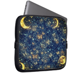 Lunar Glow Cosmic Blue Night Garden Laptop Sleeve