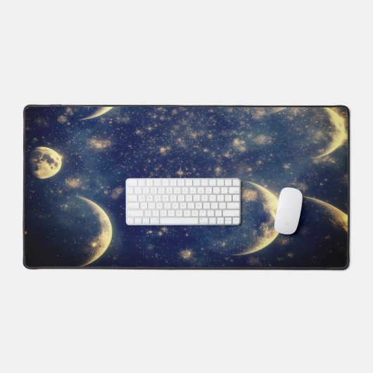 Lunar Glow Desk mat Night Sky Design (Keyboard & Muis)