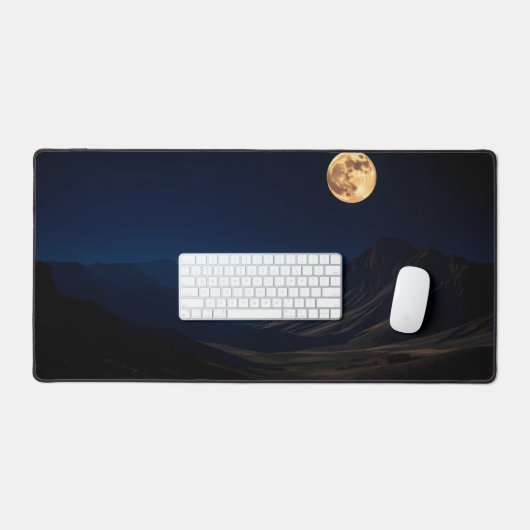 Lunar Glow Desk Mat - Volle Maan Over Rustige Maan (Keyboard & Muis)