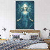 Lunar Goddess of Tranquil Light – Celestial Moon Canvas Afdruk (Insitu (Slaapkamer))