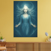 Lunar Goddess of Tranquil Light – Celestial Moon Canvas Afdruk (Insitu (Woonkamer))