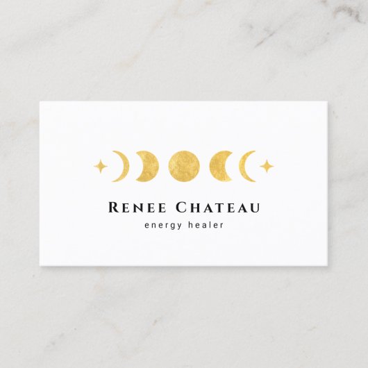 Lunar Gold Moon Phases Energy Healer Visitekaartje (Voorkant)