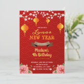 Lunar happy new year party kaart (Staand voorkant)