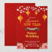 Lunar happy new year party kaart (Voorkant / Achterkant)