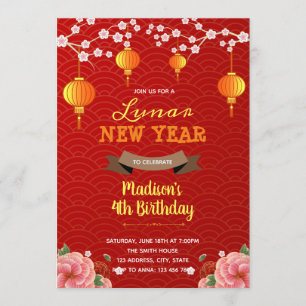 Lunar happy new year party kaart